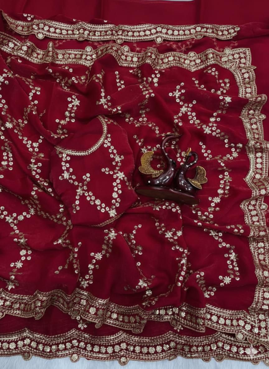Space silk sequence work saree