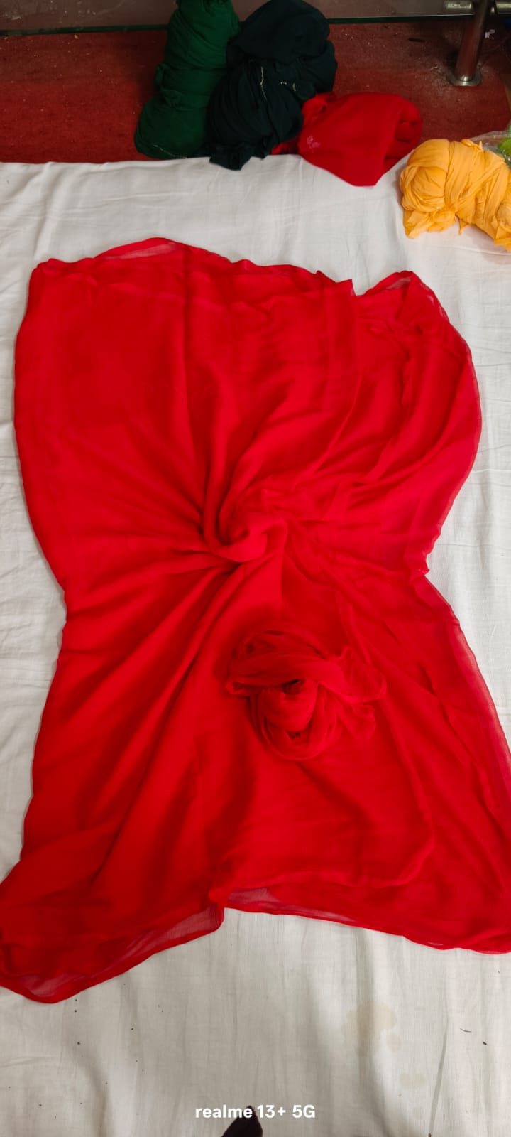 Plain single shade chiffon saree