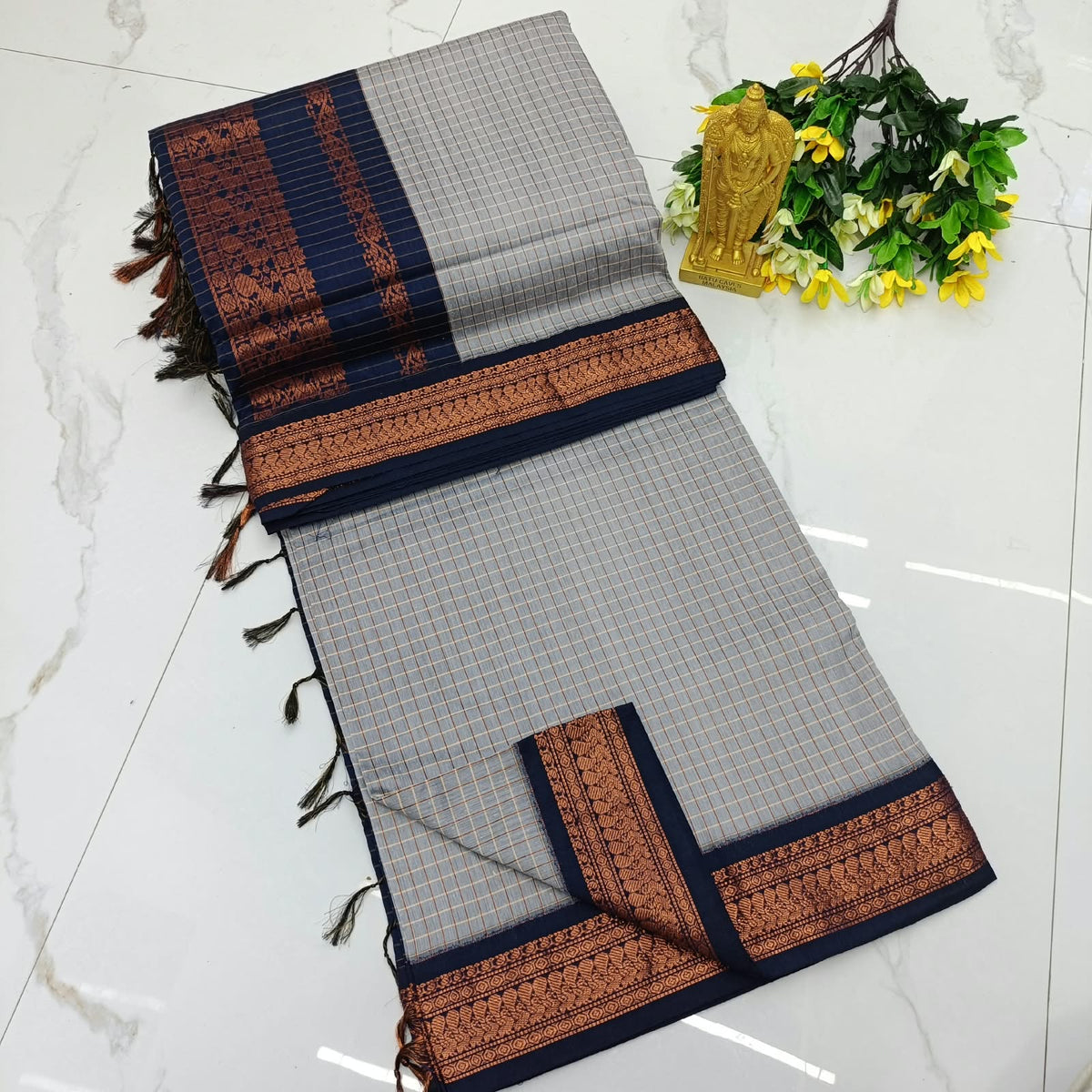 Kalyani pattu cotton checks saree
