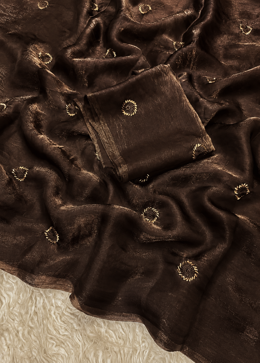 Space silk beads buttis saree