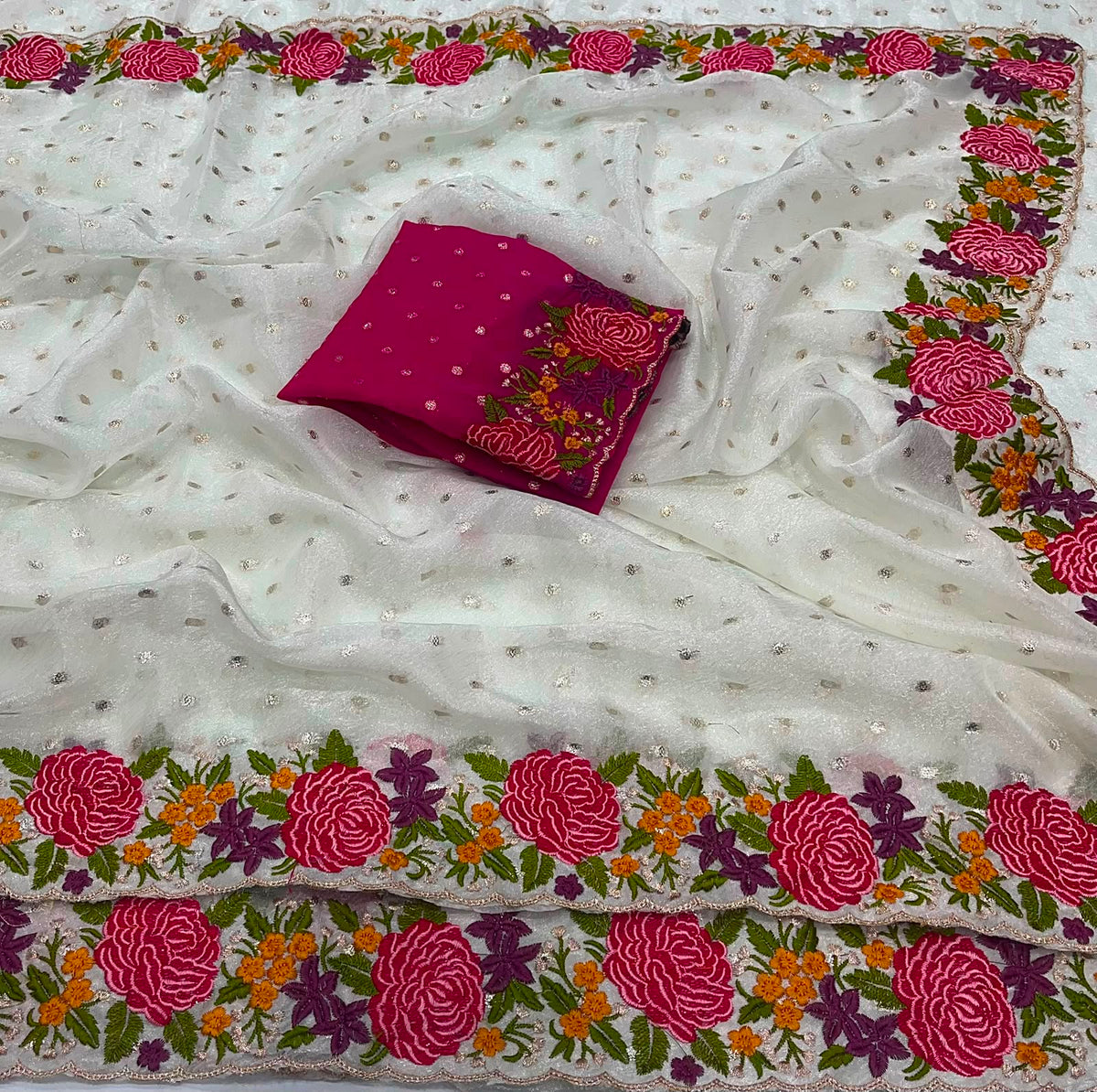 Fancy moss silk georgette soft saree