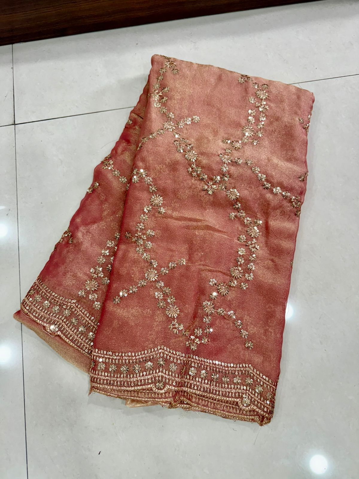 Space silk sequence work saree