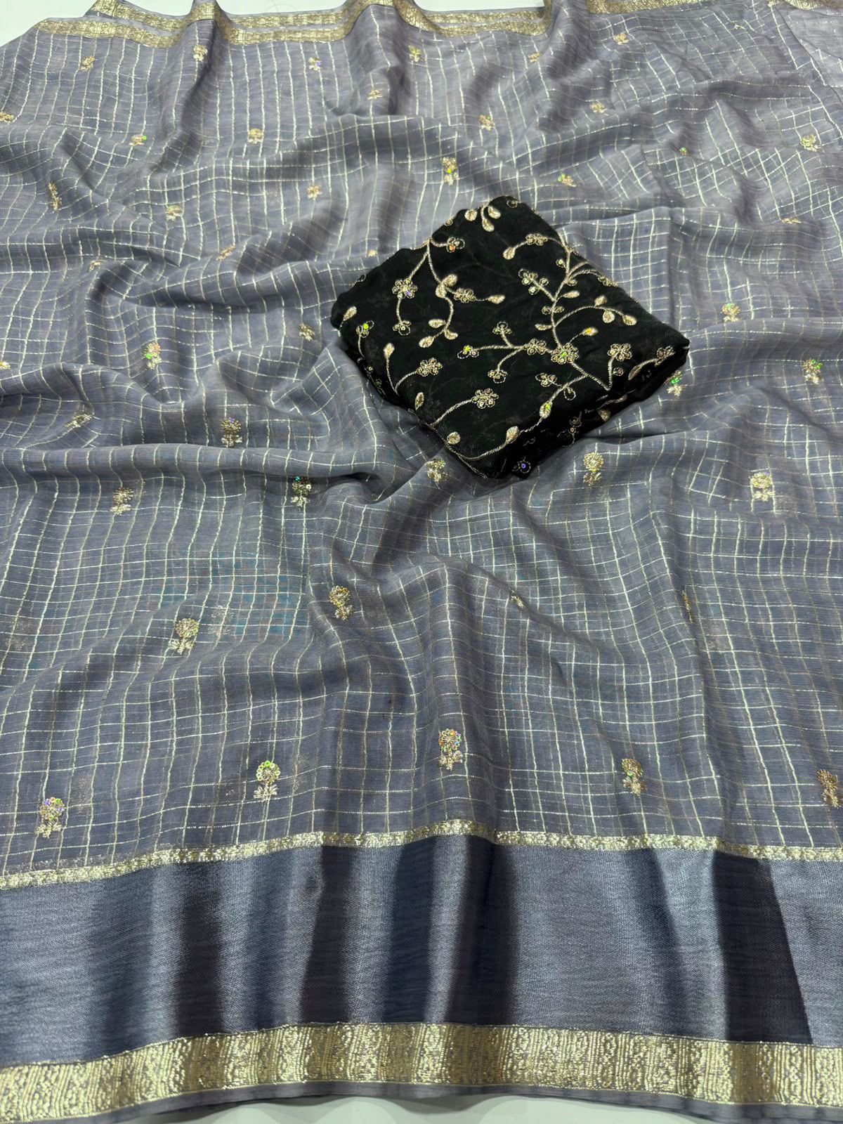 Surabhi- Viscose Georgette weaving checks saree