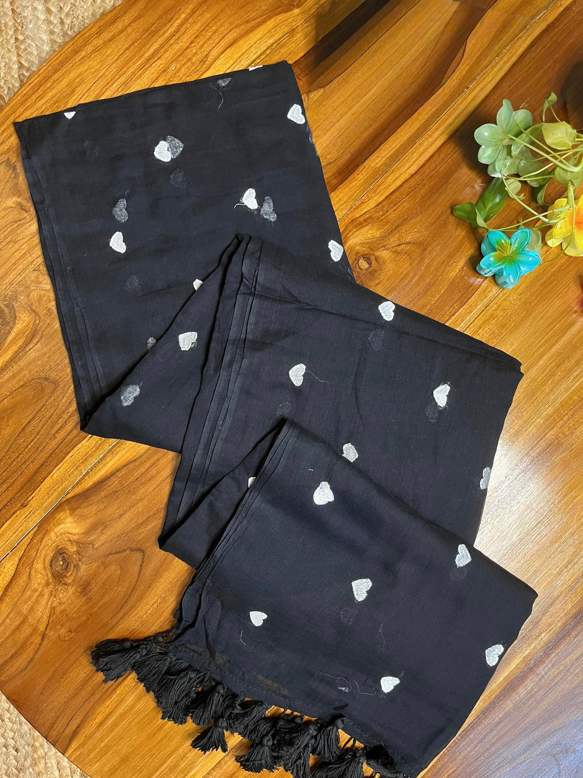 Mul cotton heart embroidery saree