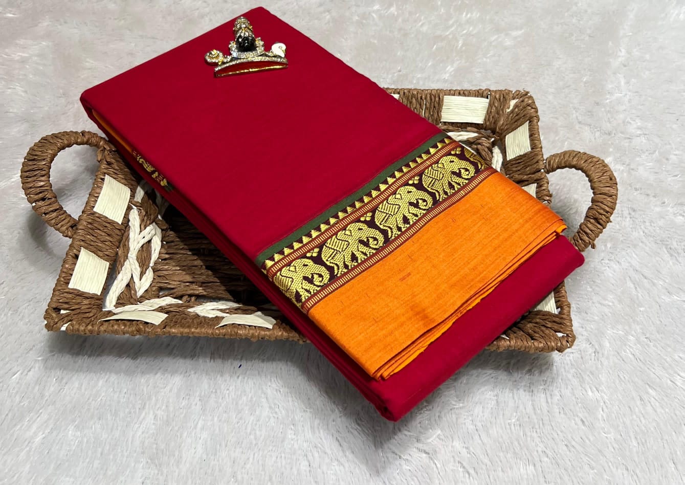 Narayanpeta Mercerised Cotton elephant gap boarder