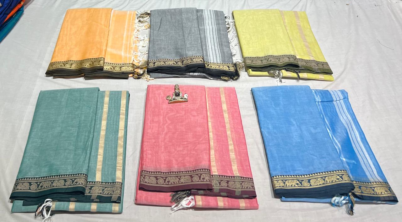 Narayanpeta Elephant Peacock Small boarder dress material