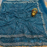 Party wear designer beads work net saree