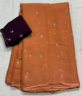 Chiffon contrast diamond saree