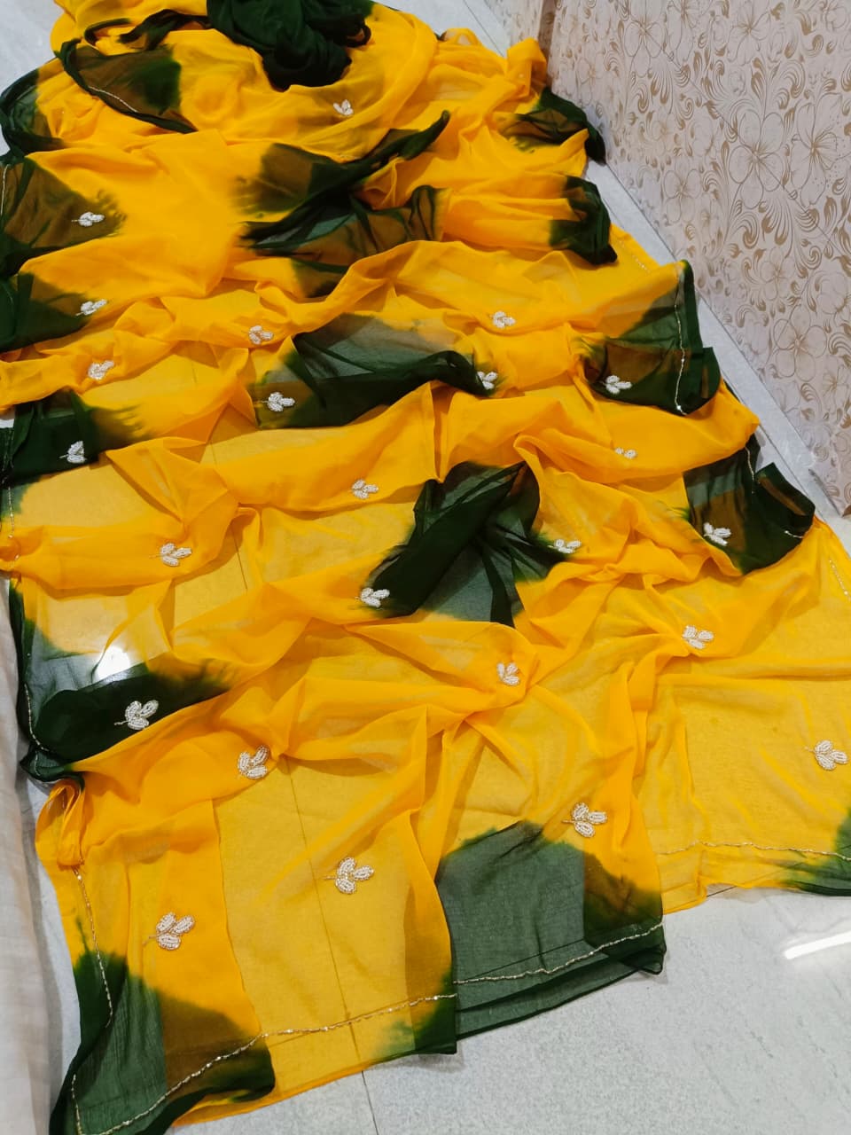 Chiffon butties shibori dye saree