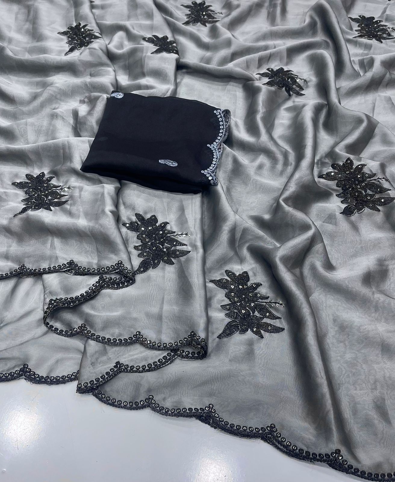 Rangoli silk saree embroidery buttis