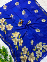 Soft marshmallow georgette floral saree