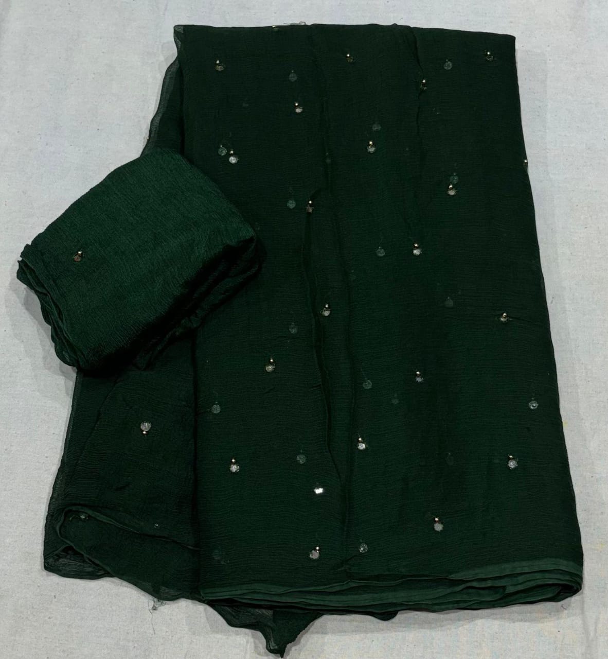Chiffon mirror work saree