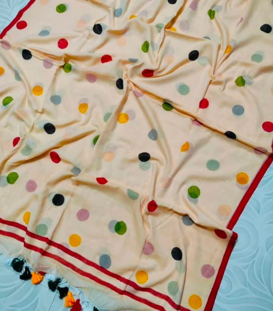 Polka dots ball mul cotton 120 count sraee