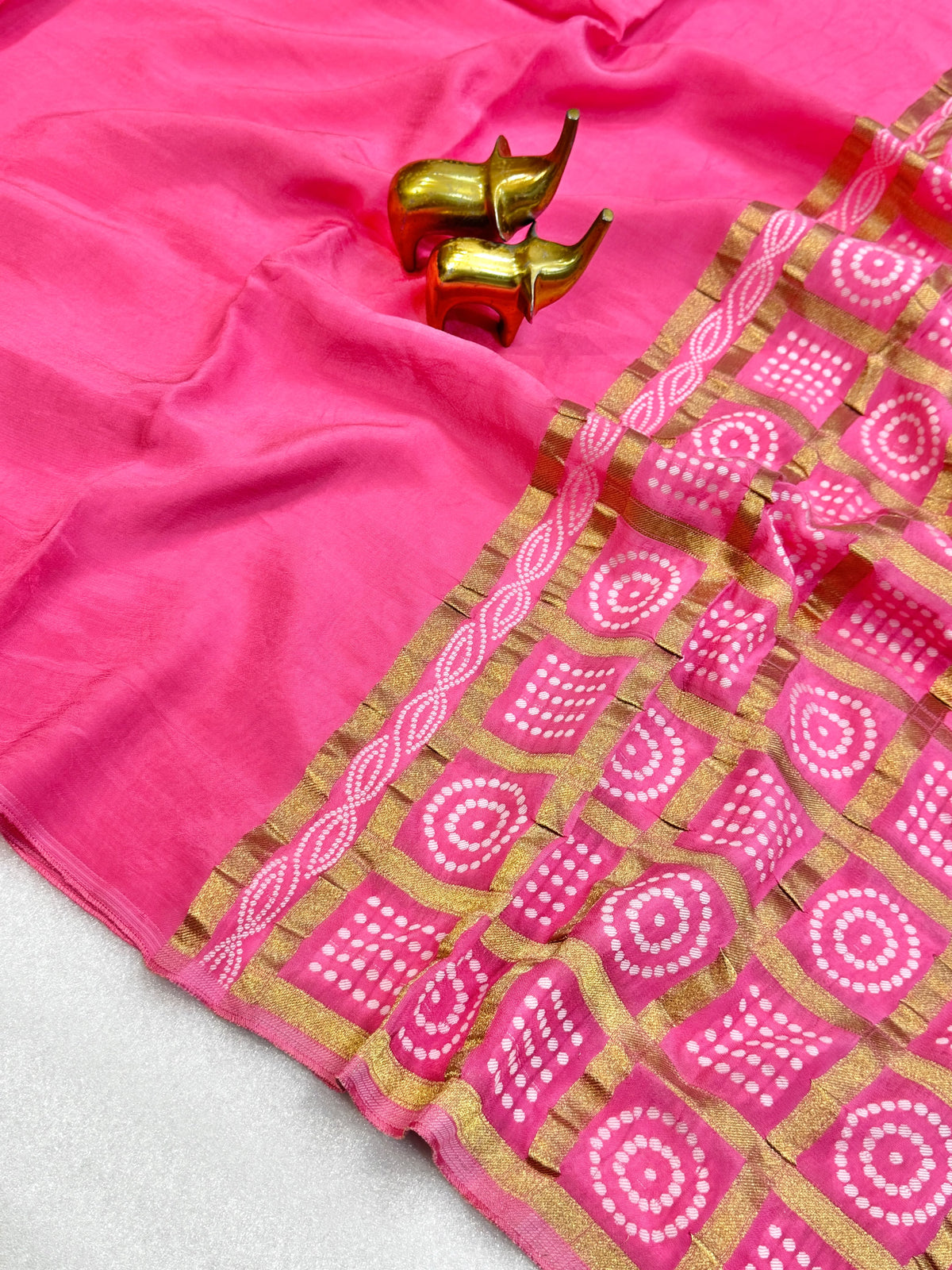 Replica Viscose satin silk saree with bandhej pallu