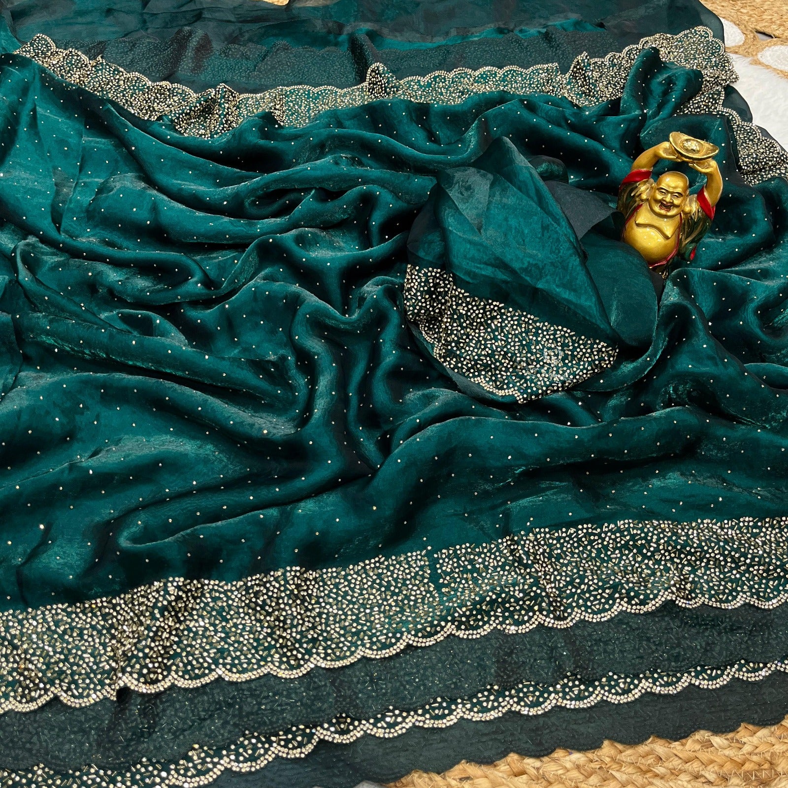 Space silk Diamond work saree