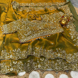 Space Silk Embroidery work saree with stitched blouse