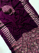 Ajrak Print crepe mix silk saree