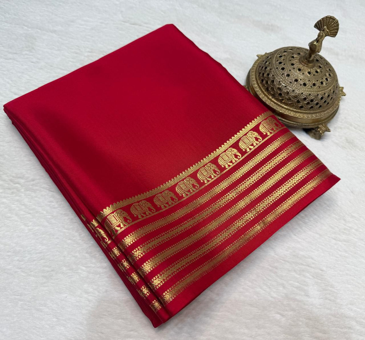 Semi Mysore silk budget range peacock boarder saree