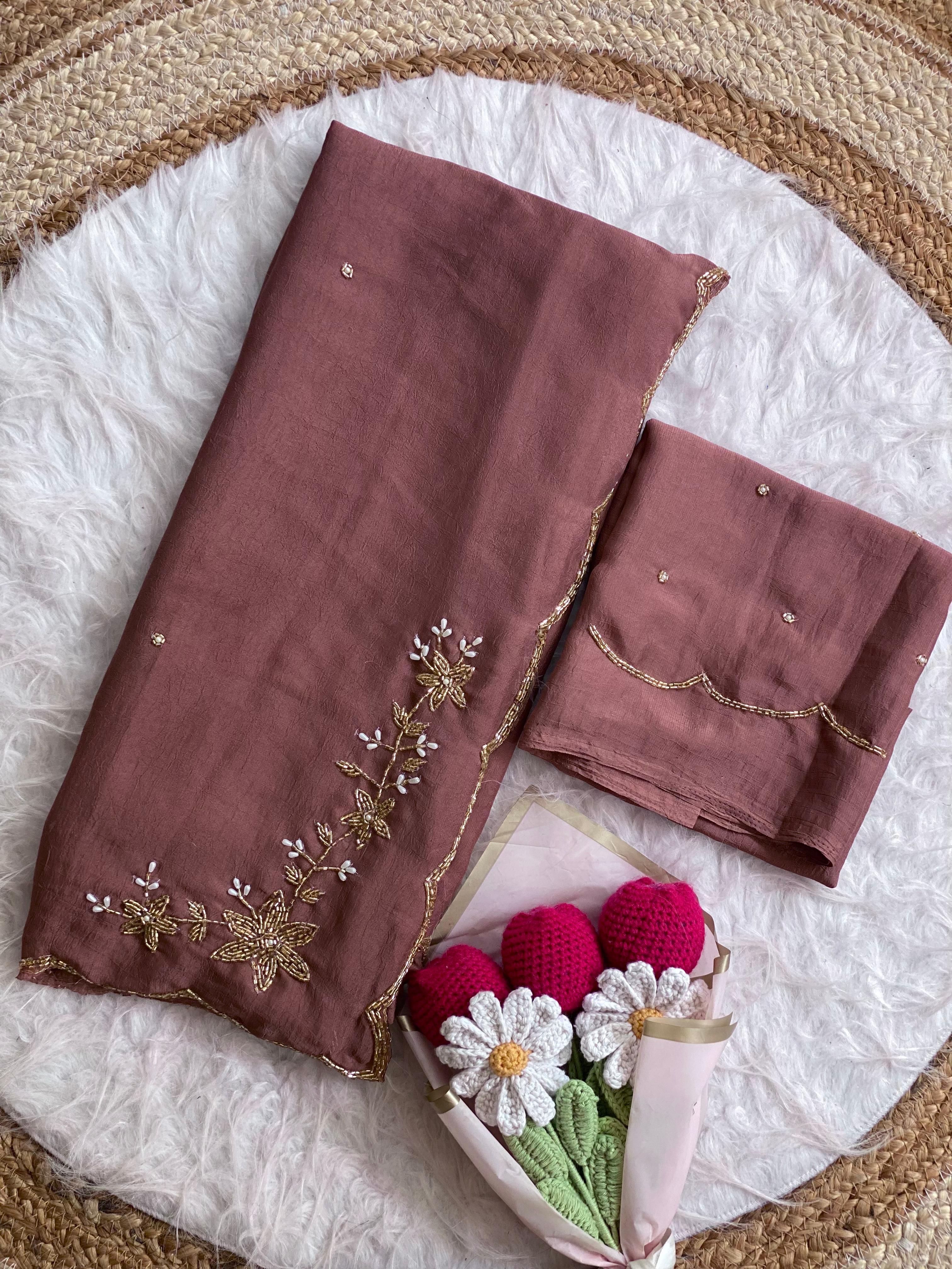 Rangoli crush pure handwork saree