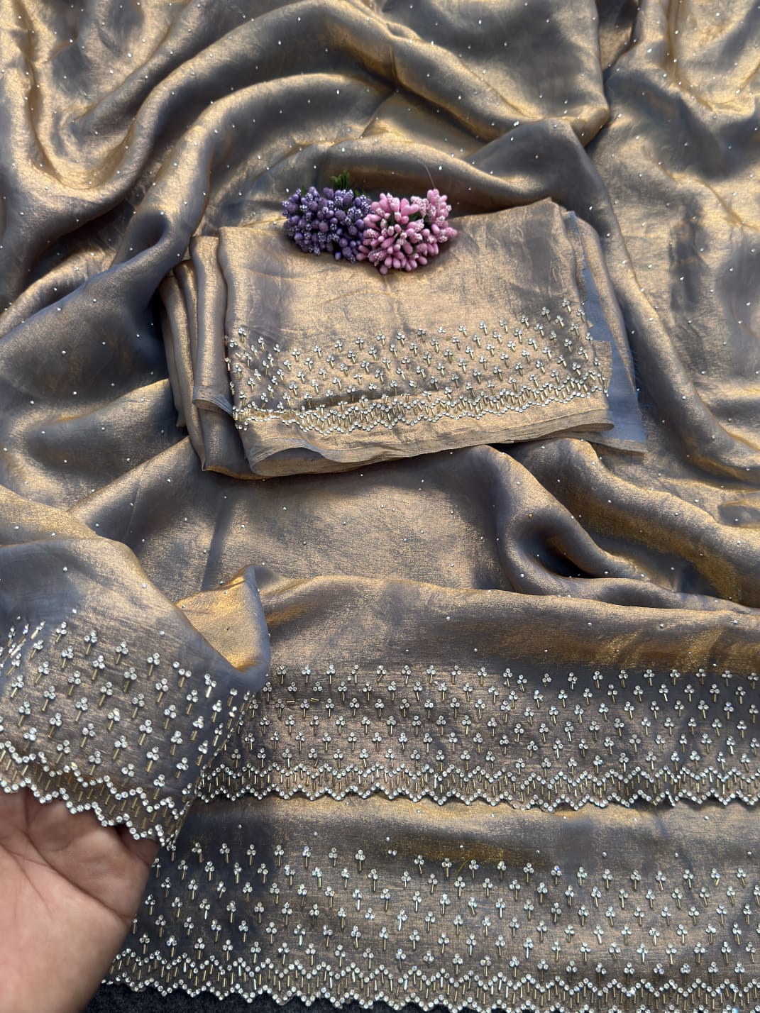Diamond stone Space Silk Saree