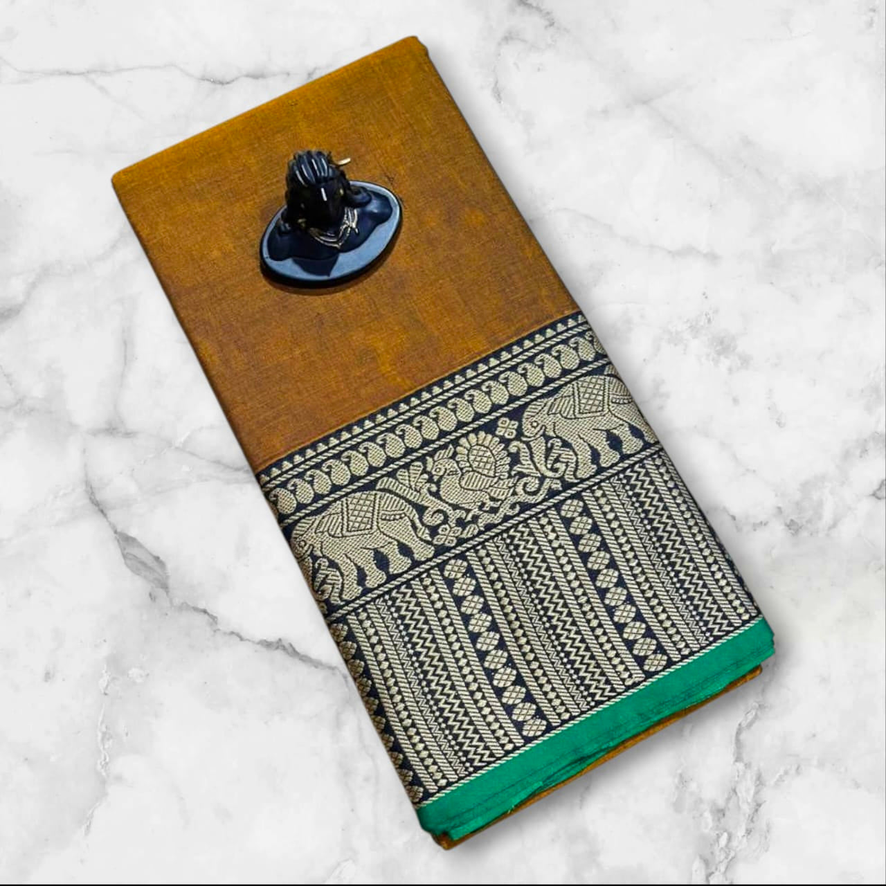 Narayanpeta Mercerised Cotton saree elephant boarder