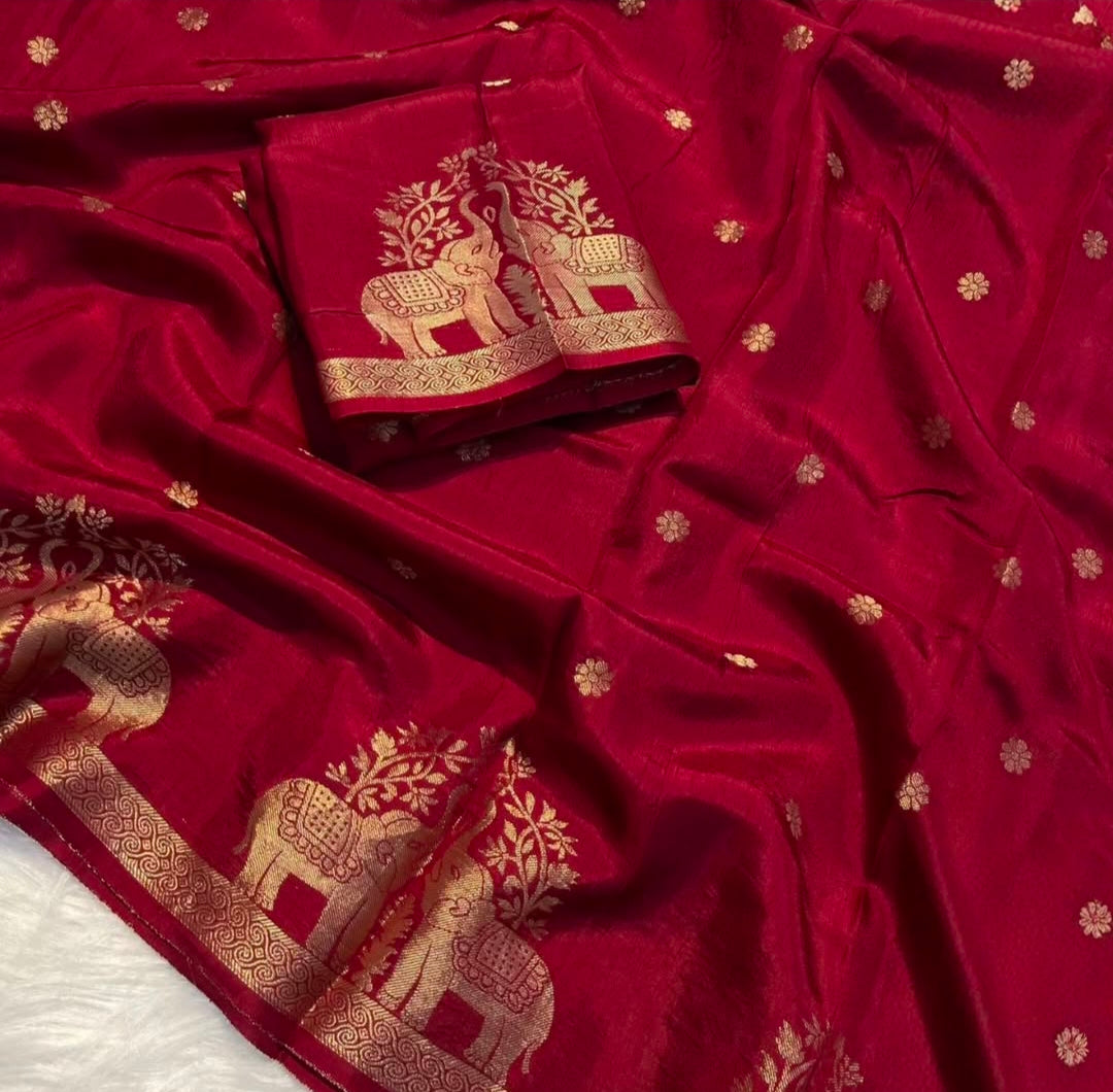 Muslin Silk elephant boarder saree