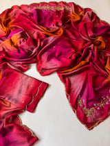 Soft pure rangoli crush abstract handwork saree