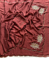 Soft rangoli crush lotus handwork saree