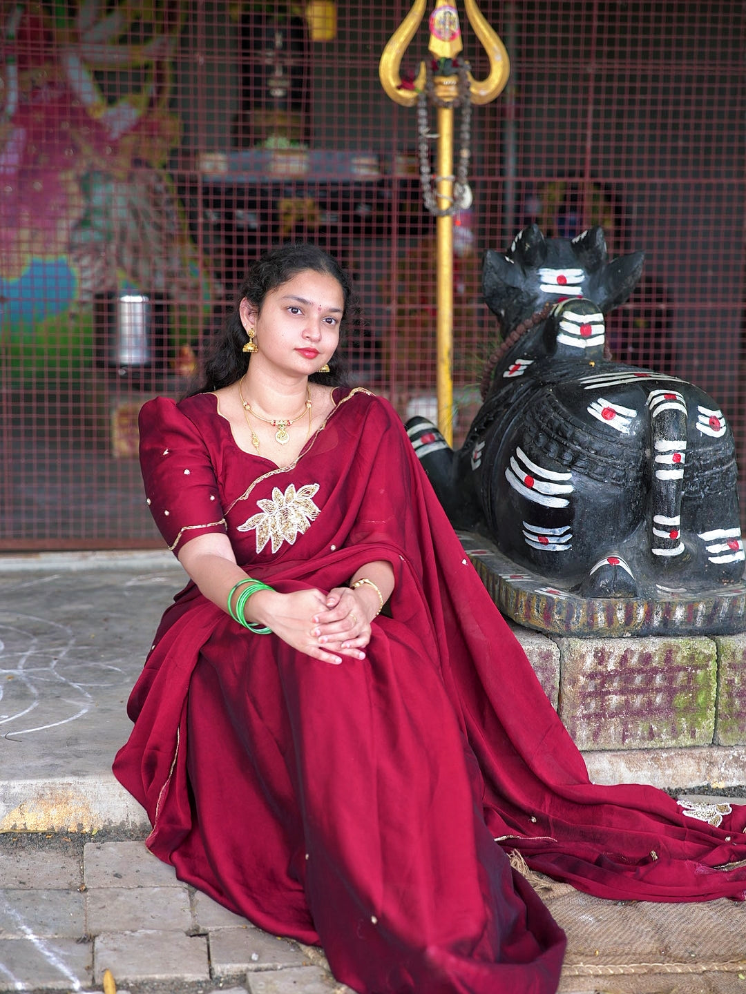 Soft rangoli crush lotus handwork saree