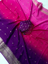 Premium Viscose Chinnon Saree with bandhej blouse