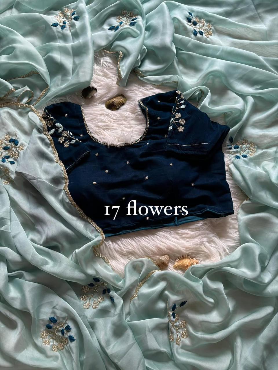 Rangoli silk saree with velvet blouse unstitched