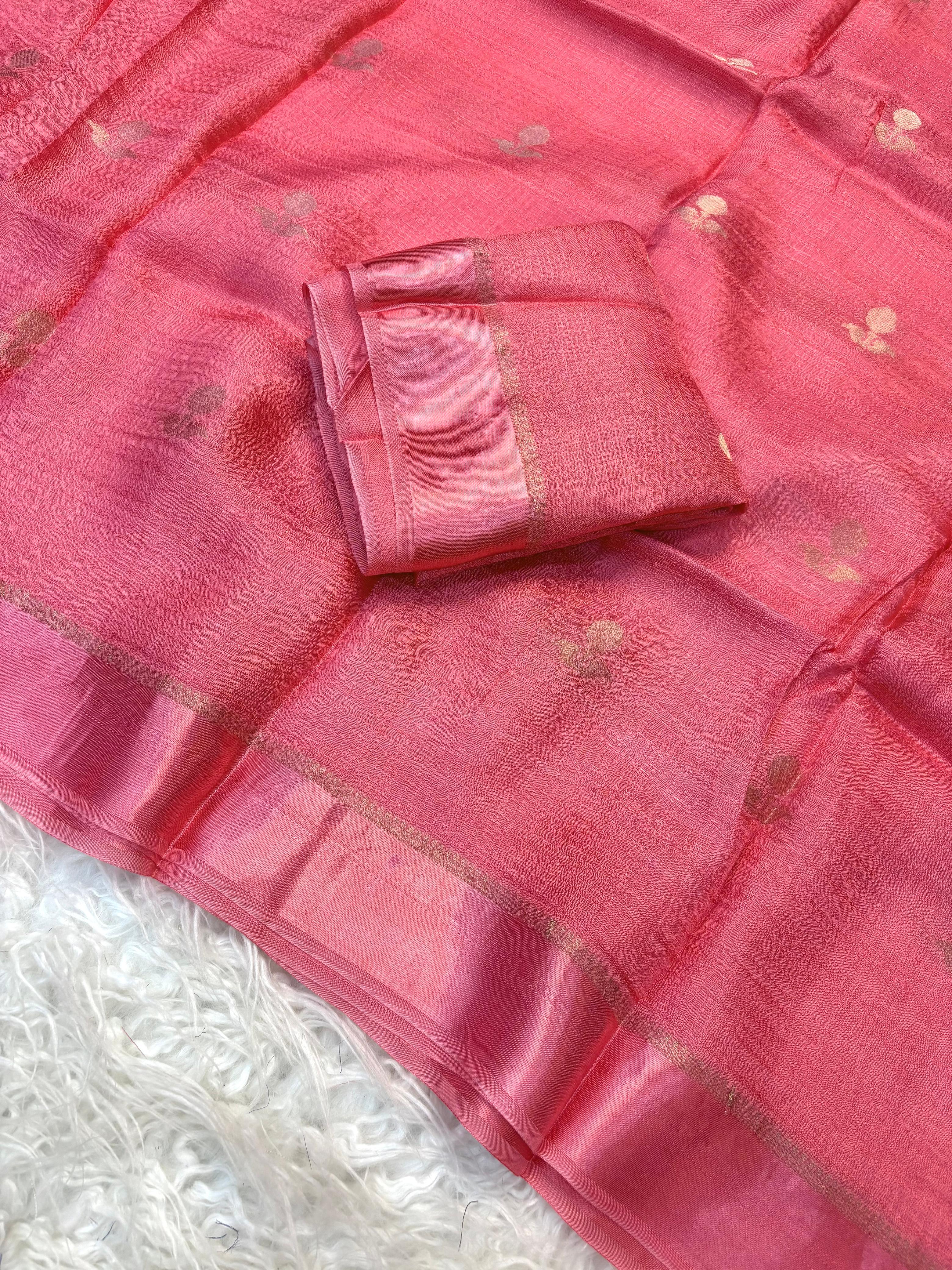 Jute silk viscose leaf pattern saree
