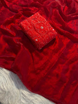 Space silk 3D applique saree