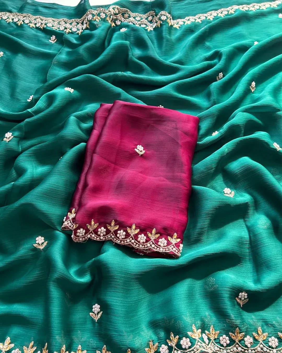 Smooth chiffon embroidery saree
