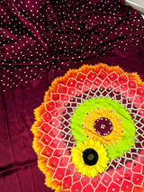 Ganji bandhej silk mirror work soft saree
