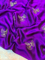 Soft rangoli bird design partywear saree