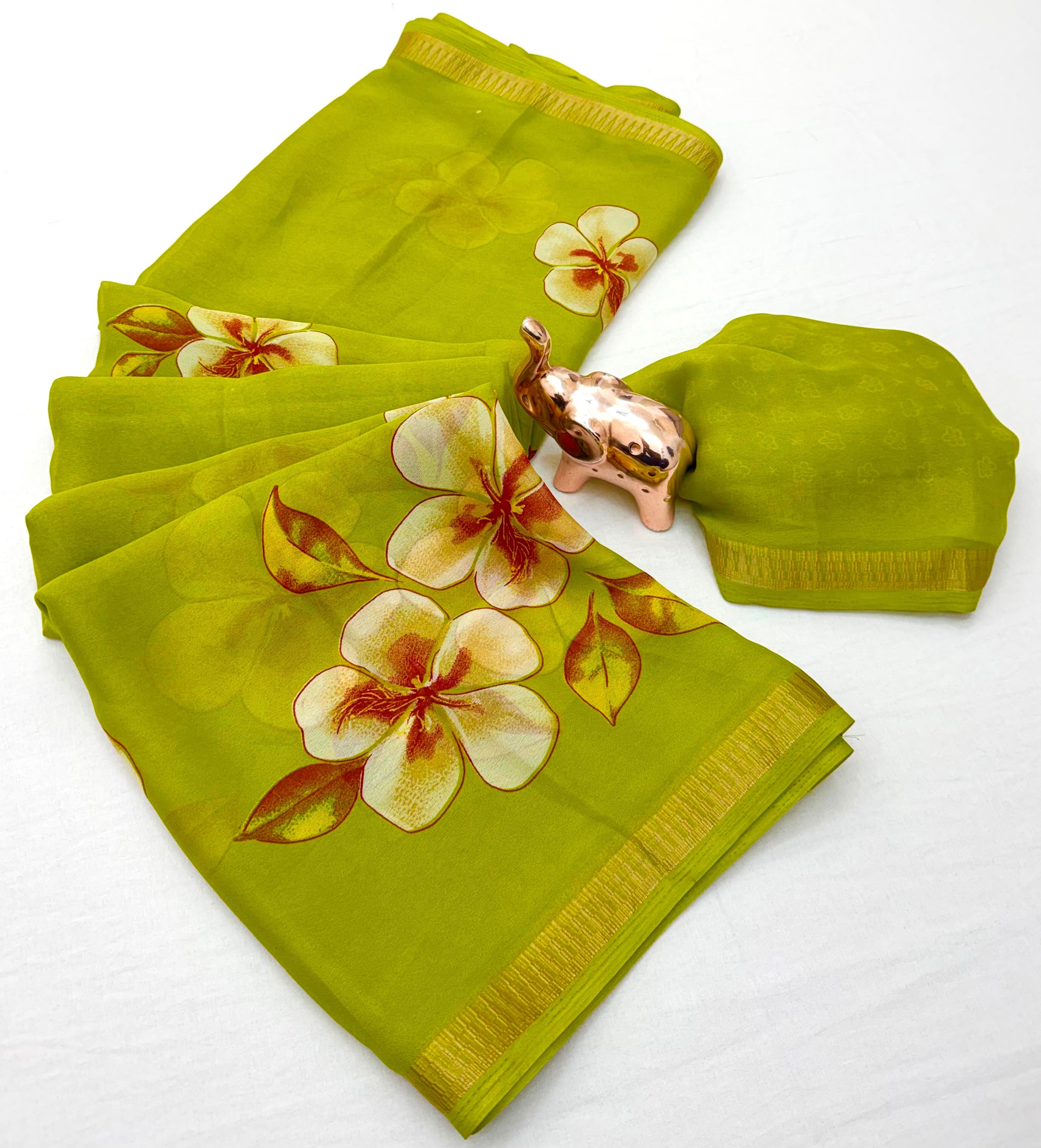 Soft marshmallow georgette floral saree