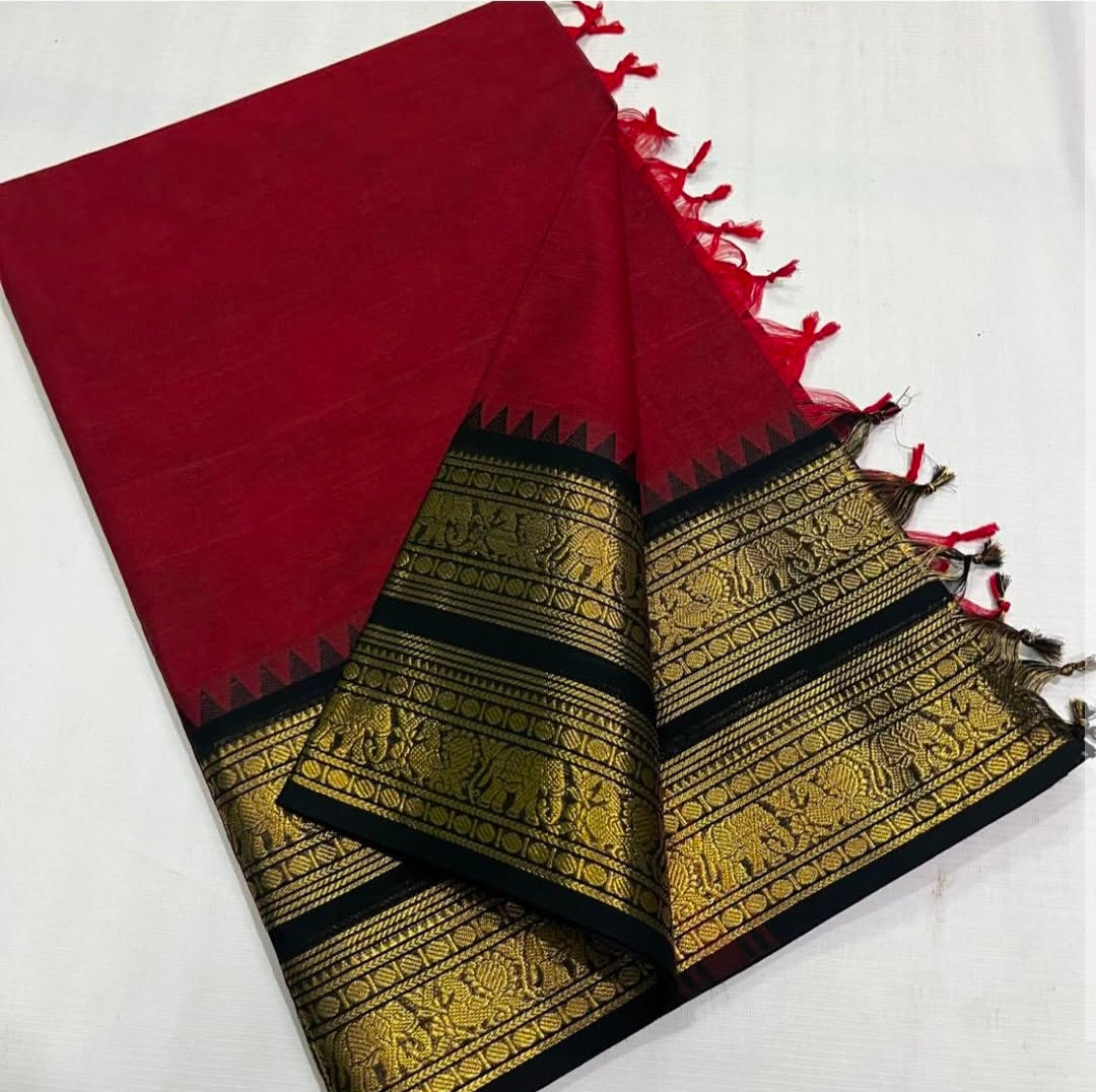 Chettinadu Pure Cotton kanchi zari Saree