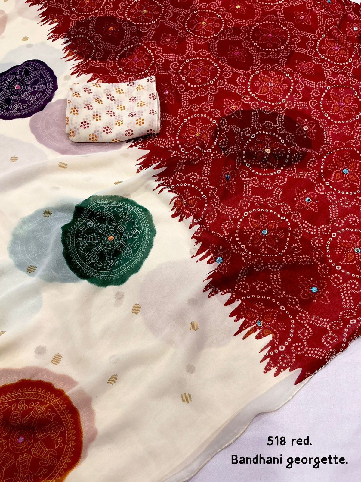 Georgette bandhini saree
