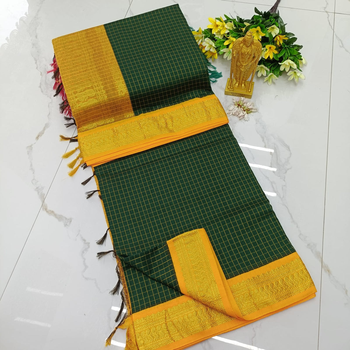 Kalyani pattu cotton checks saree