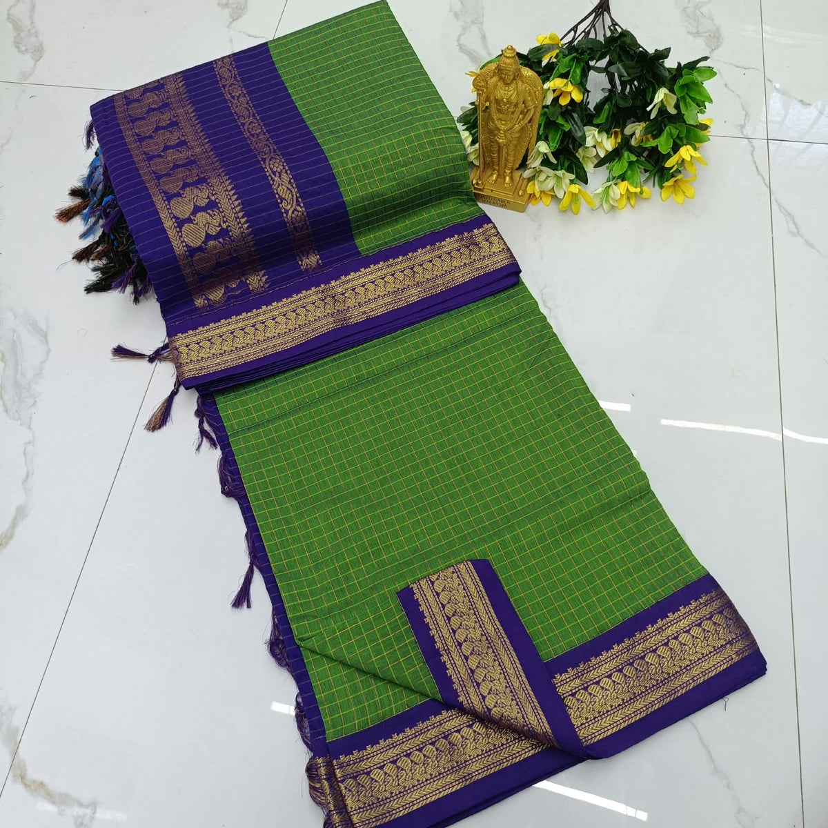 Kalyani pattu cotton checks saree