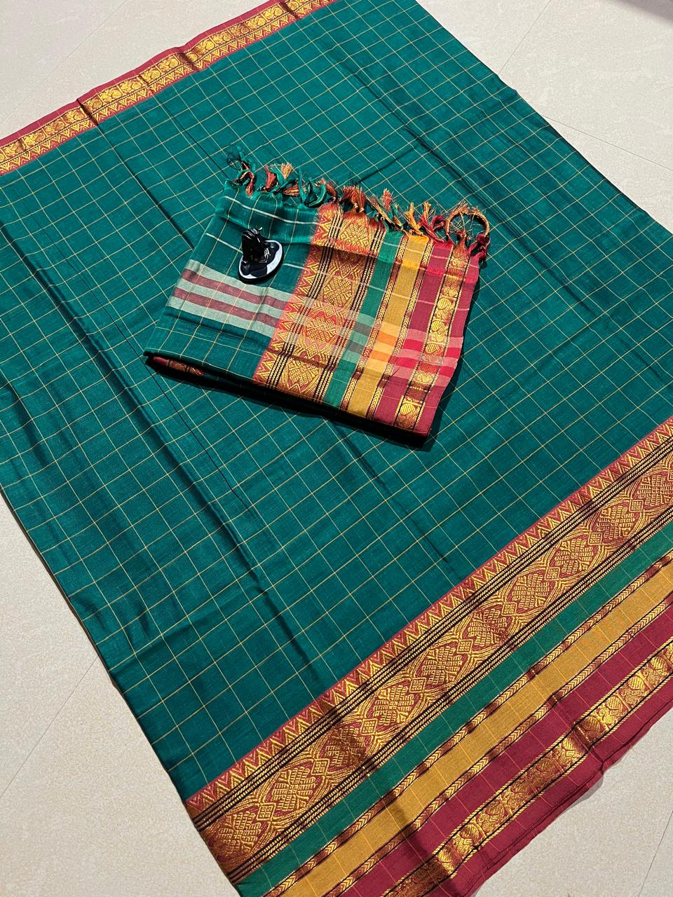 Narayanpeta checks model big boarder dress material set