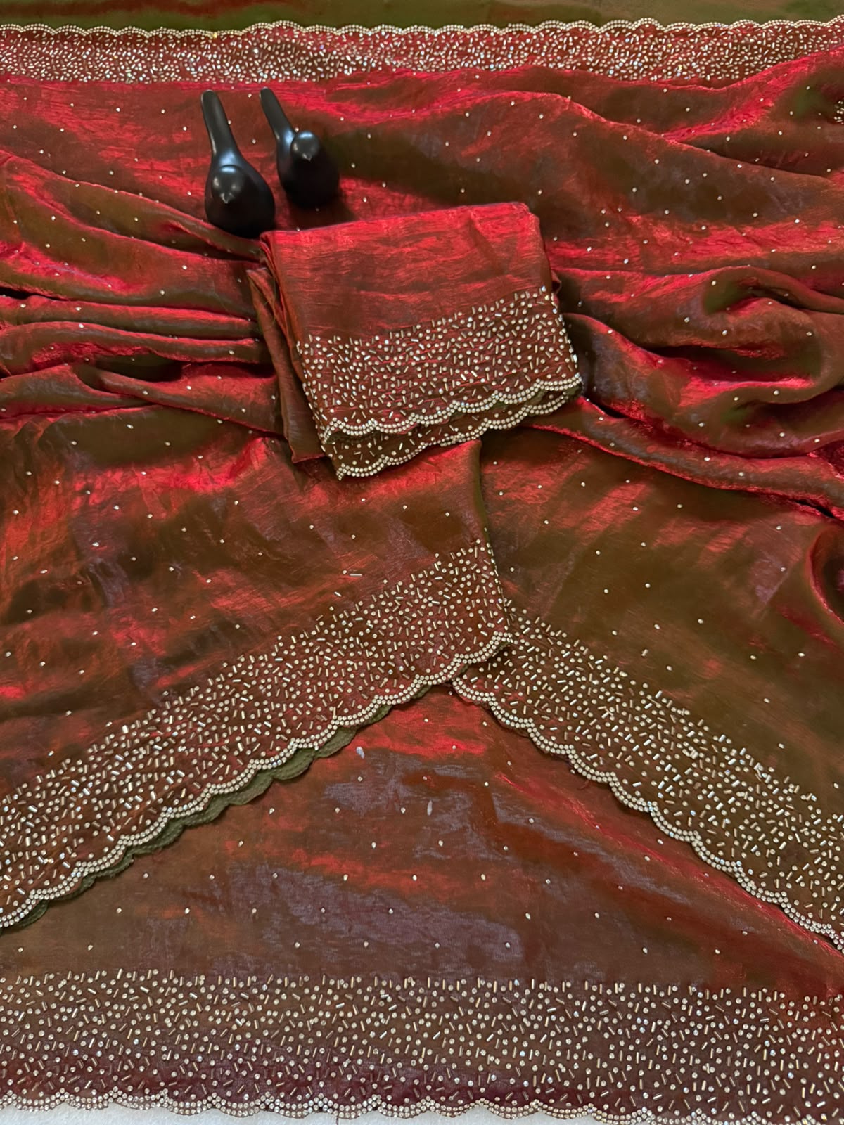 Space silk Diamond work saree
