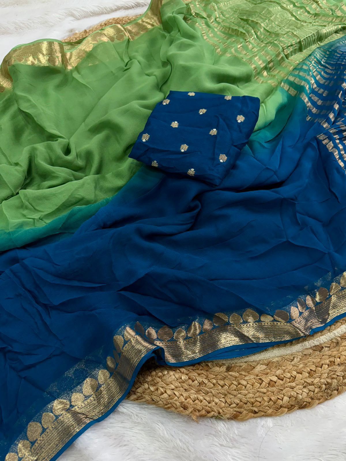 2 shades viscose georgette saree
