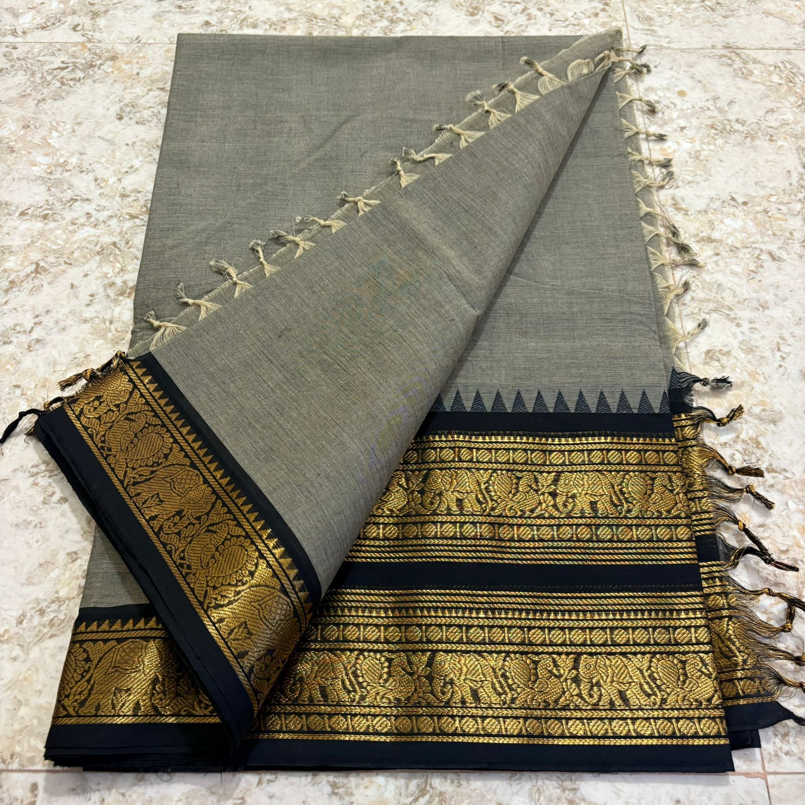 Chettinadu Pure Cotton kanchi zari Saree