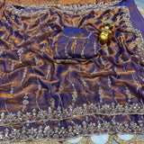 Space silk gold beads work saree