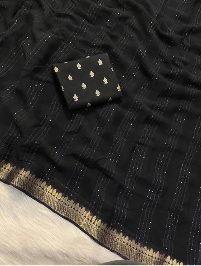 Viscose georgette sequins saree