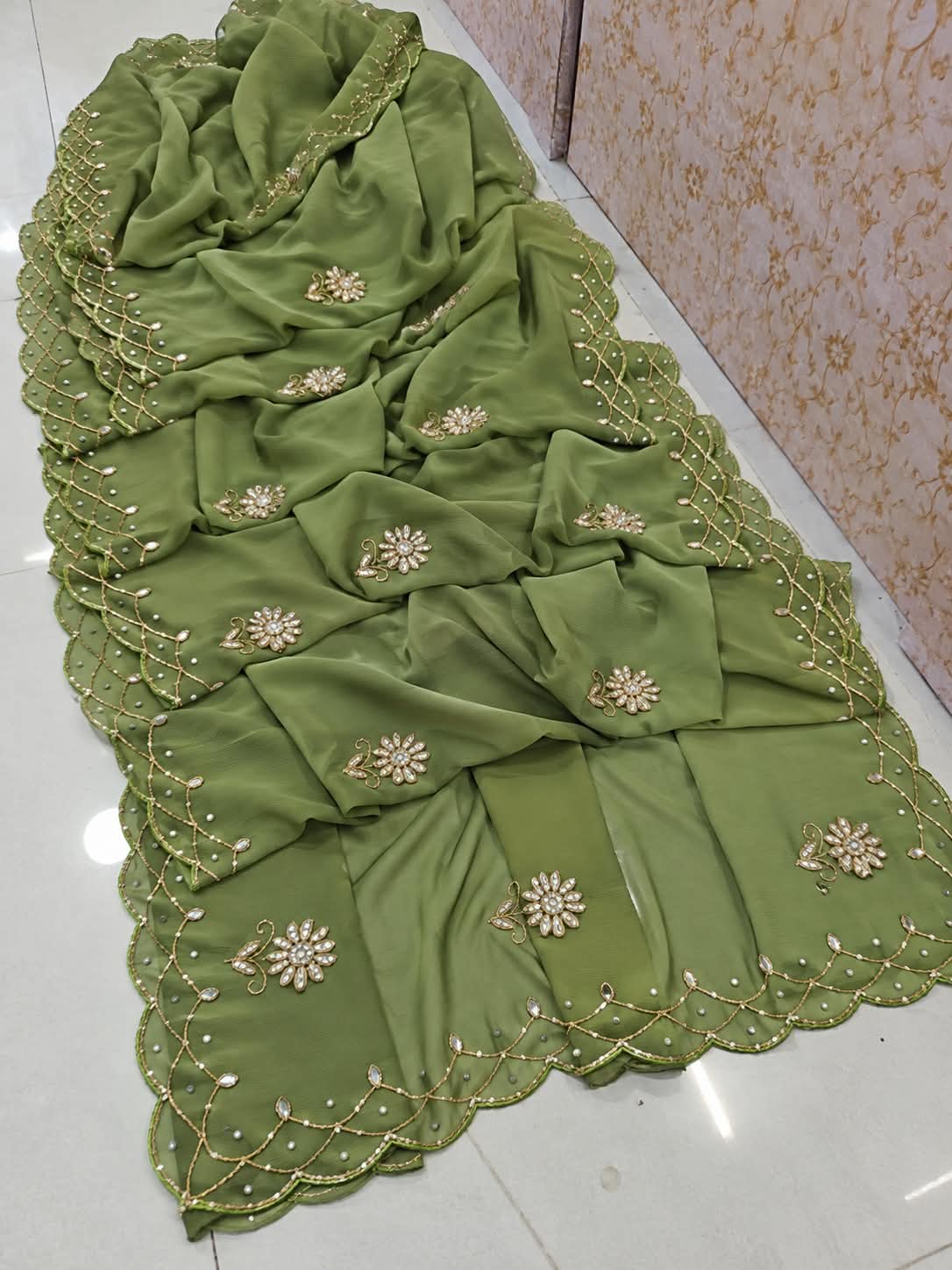 Royal georgette handwork saree