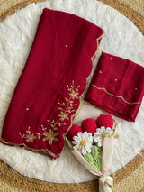 Rangoli crush pure handwork saree