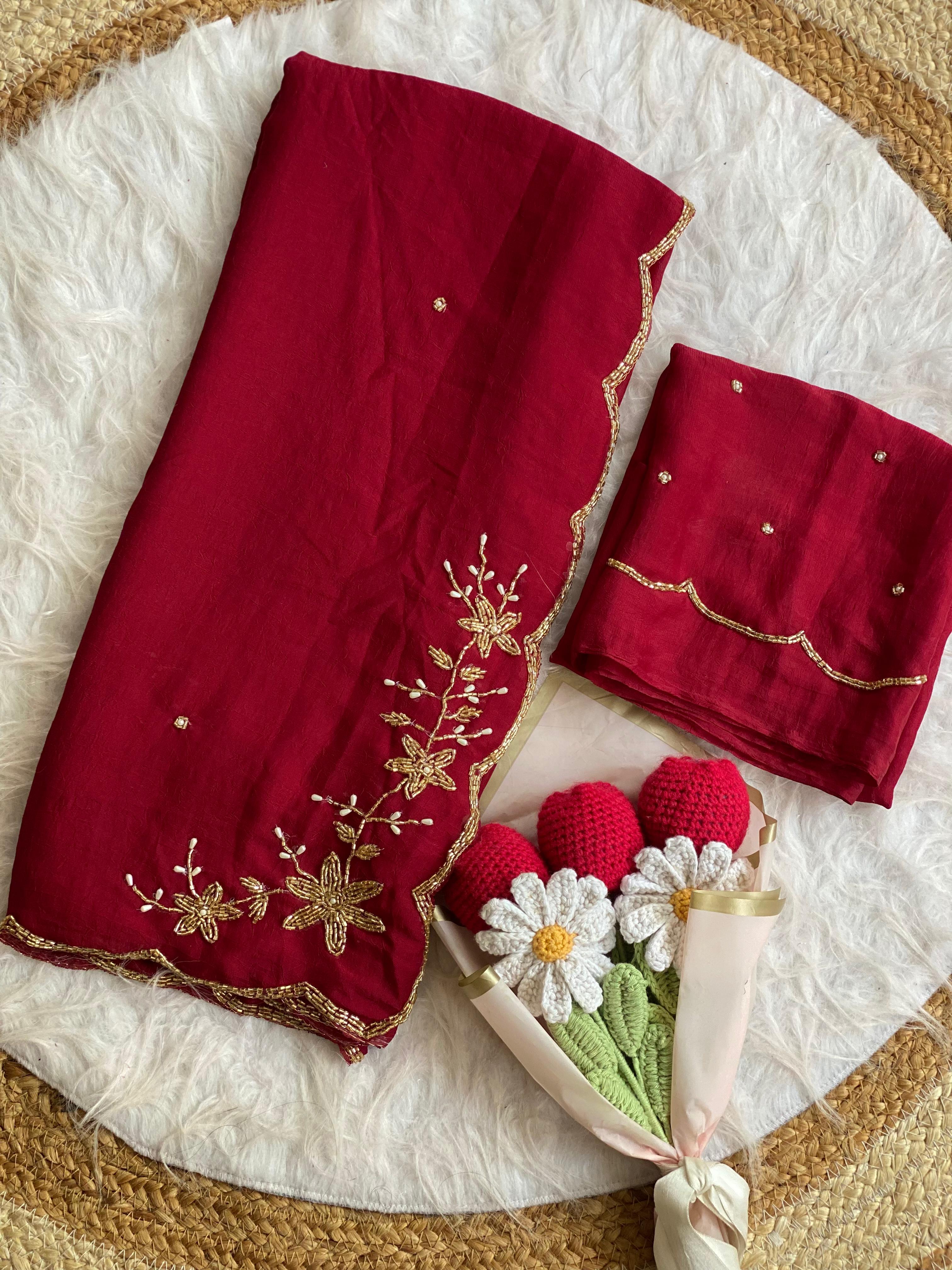Rangoli crush pure handwork saree
